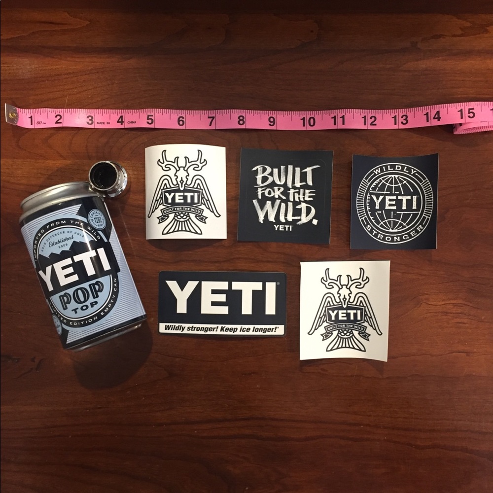 Decorative Yeti can and Yeti stickers